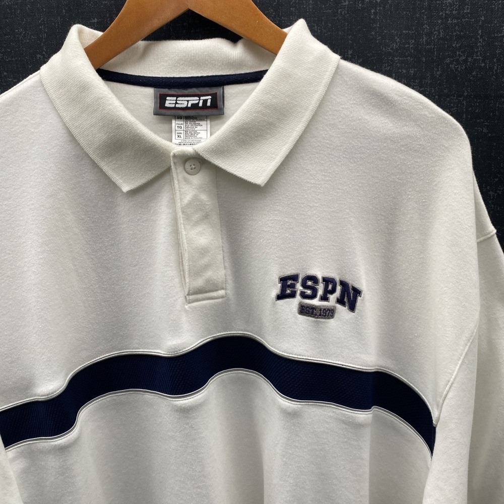 ESPN Brand Est‎ 1978 White Cotton Blend Soft HEAVY Polo Shirt Men's XL GOLF